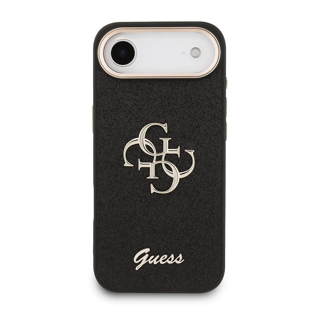 iPhone 17 Air Kılıf Guess Orijinal Lisanslı 4G Büyük Metal Kamera Çerçeveli ve Logolu Glitter Kılıf