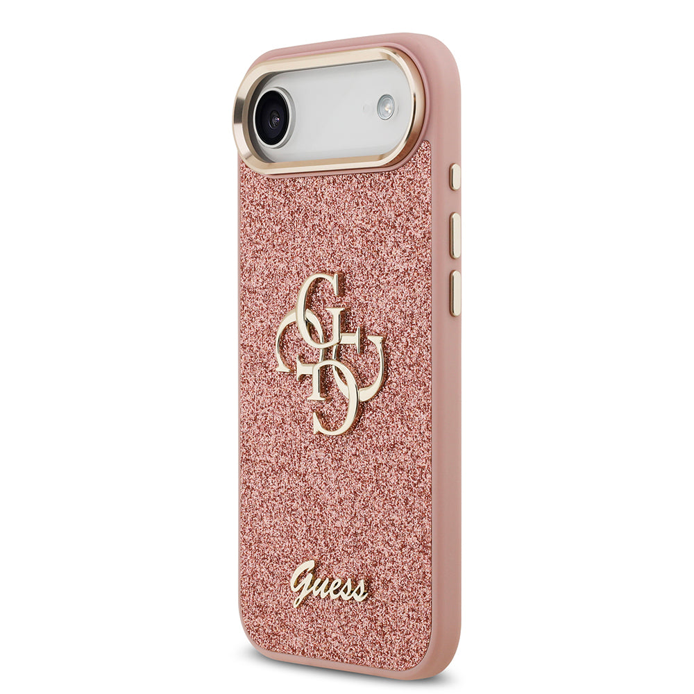 iPhone 17 Air Kılıf Guess Orijinal Lisanslı 4G Büyük Metal Kamera Çerçeveli ve Logolu Glitter Kılıf