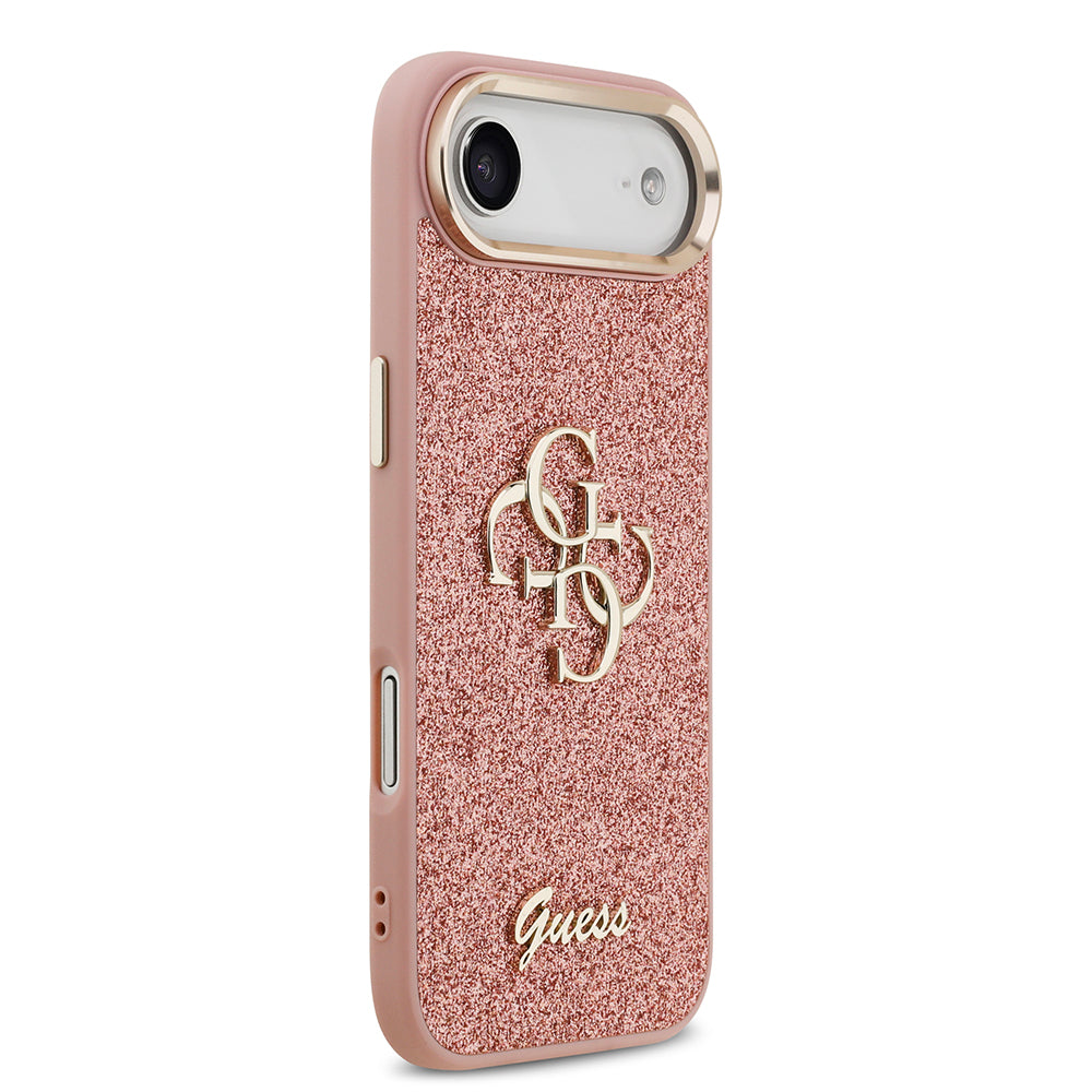 iPhone 17 Air Kılıf Guess Orijinal Lisanslı 4G Büyük Metal Kamera Çerçeveli ve Logolu Glitter Kılıf