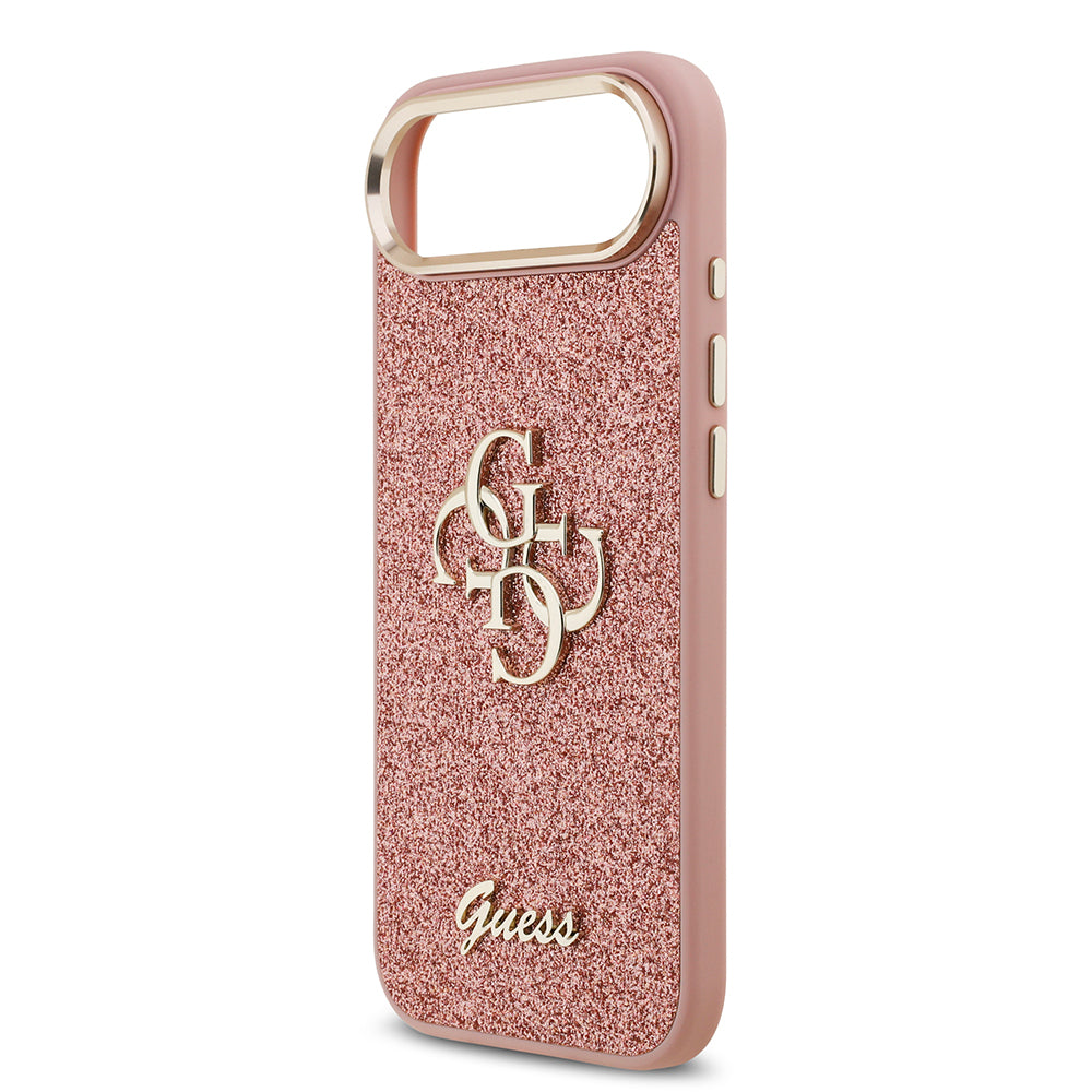 iPhone 17 Air Kılıf Guess Orijinal Lisanslı 4G Büyük Metal Kamera Çerçeveli ve Logolu Glitter Kılıf