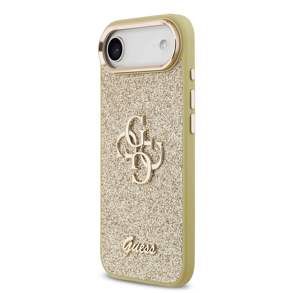 iPhone 17 Air Kılıf Guess Orijinal Lisanslı 4G Büyük Metal Kamera Çerçeveli ve Logolu Glitter Kılıf