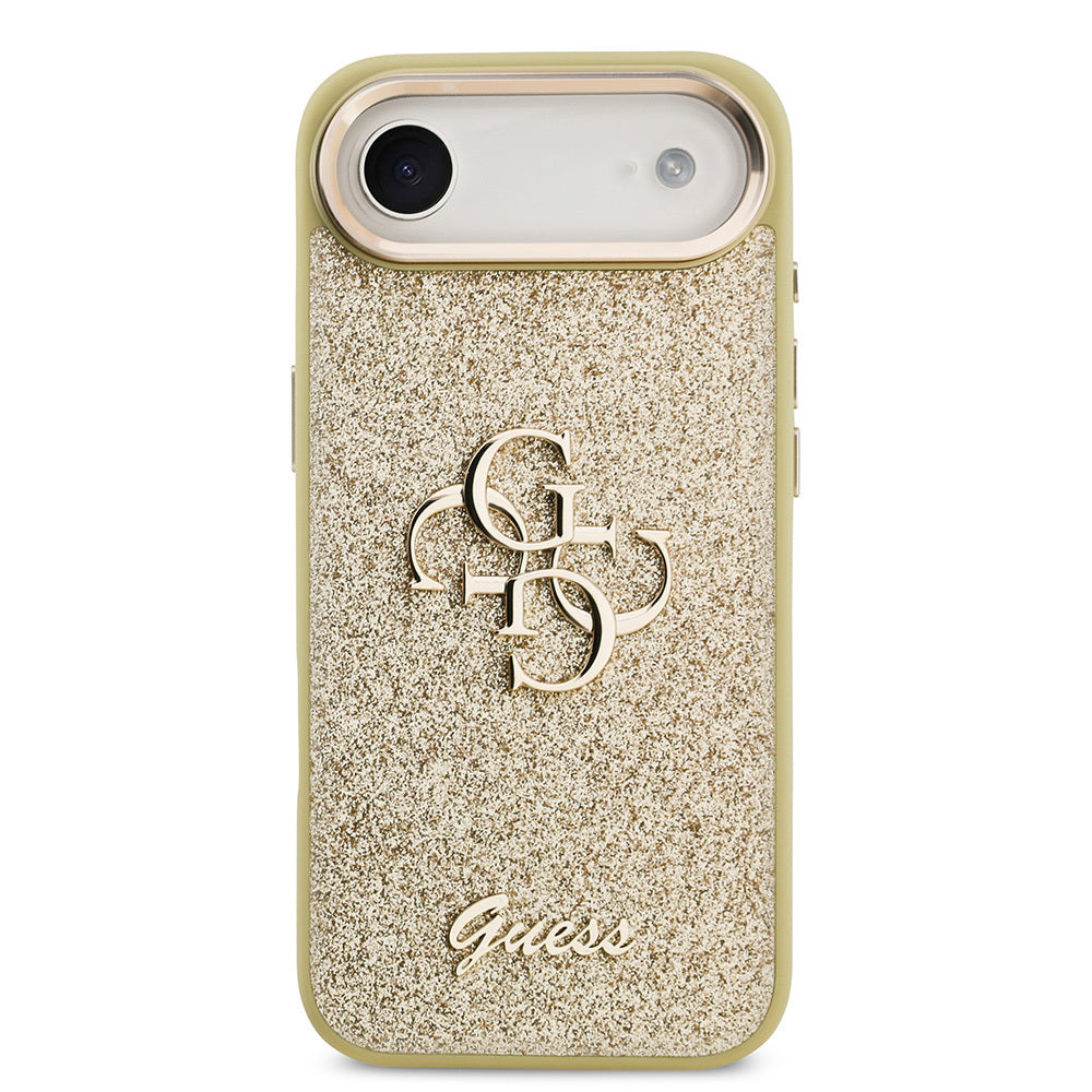 iPhone 17 Air Kılıf Guess Orijinal Lisanslı 4G Büyük Metal Kamera Çerçeveli ve Logolu Glitter Kılıf
