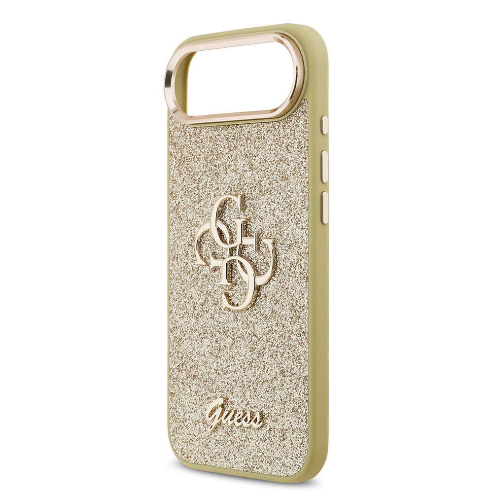 iPhone 17 Air Kılıf Guess Orijinal Lisanslı 4G Büyük Metal Kamera Çerçeveli ve Logolu Glitter Kılıf