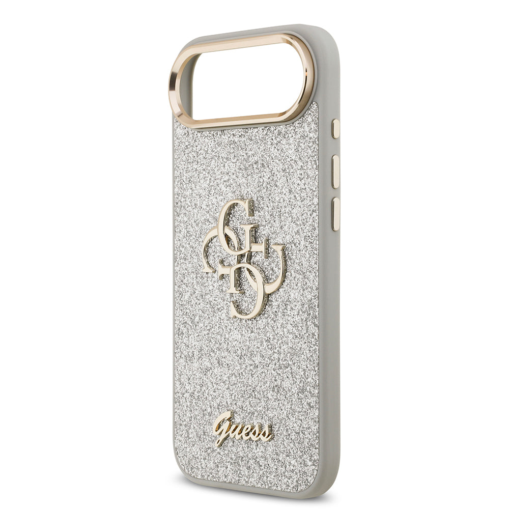 iPhone 17 Air Kılıf Guess Orijinal Lisanslı 4G Büyük Metal Kamera Çerçeveli ve Logolu Glitter Kılıf