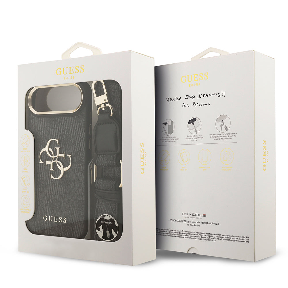 iPhone 17 Air Kılıf Guess Orijinal Lisanslı 4G Büyük Metal Logolu Kalın Askılı Kılıf