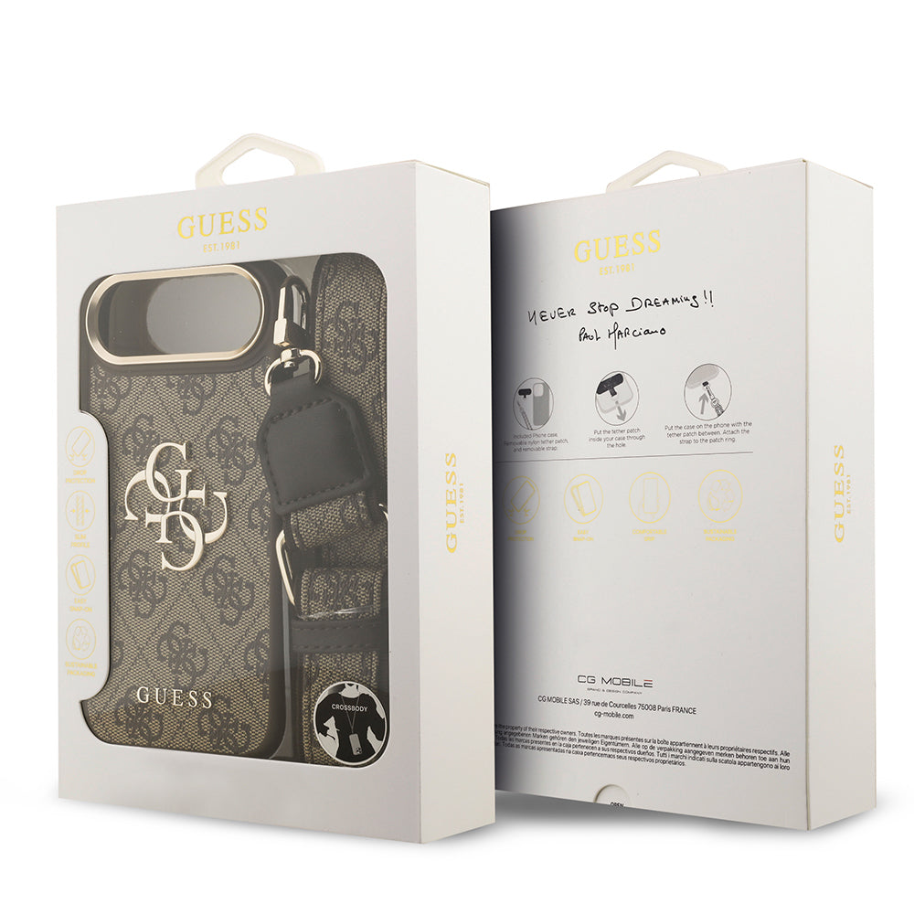 iPhone 17 Air Kılıf Guess Orijinal Lisanslı 4G Büyük Metal Logolu Kalın Askılı Kılıf