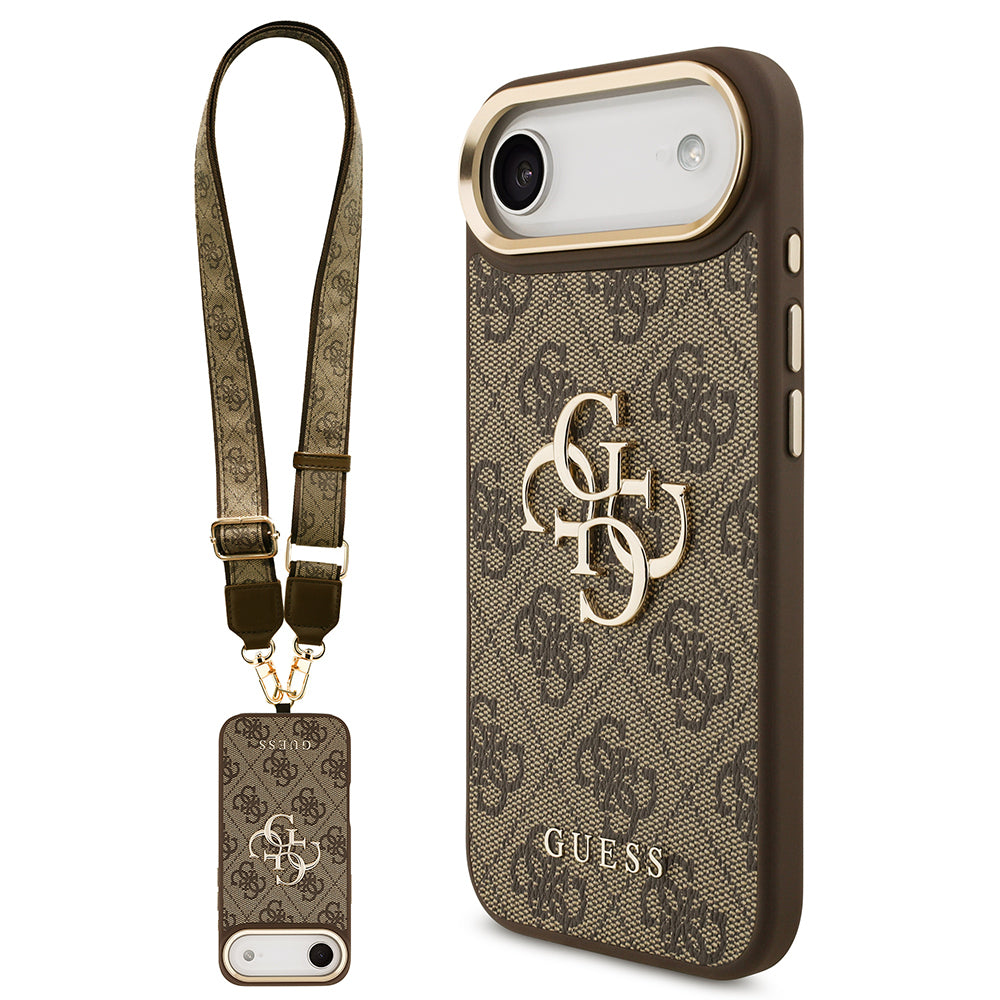 iPhone 17 Air Kılıf Guess Orijinal Lisanslı 4G Büyük Metal Logolu Kalın Askılı Kılıf