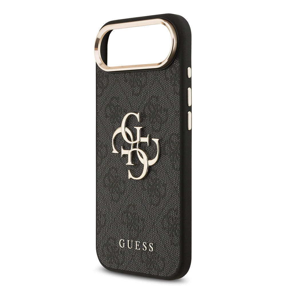 iPhone 17 Air Kılıf Guess Orijinal Lisanslı Gold Metal Kamera Çerçeveli 4G Desenli Metal Büyük 4G ve Yazı Logolu Kılıf