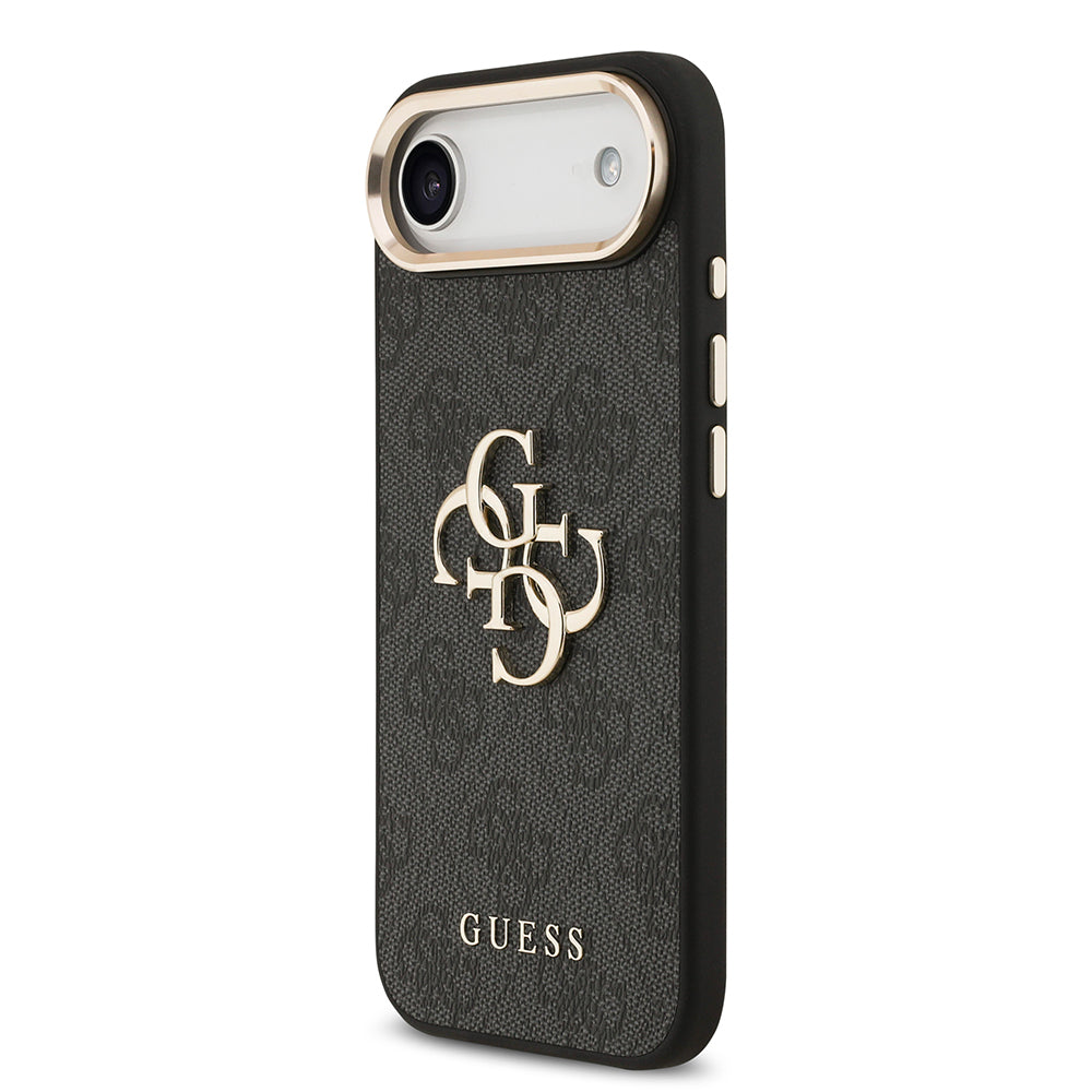 iPhone 17 Air Kılıf Guess Orijinal Lisanslı Gold Metal Kamera Çerçeveli 4G Desenli Metal Büyük 4G ve Yazı Logolu Kılıf