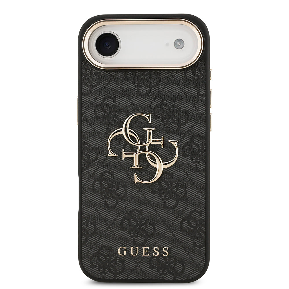 iPhone 17 Air Kılıf Guess Orijinal Lisanslı Gold Metal Kamera Çerçeveli 4G Desenli Metal Büyük 4G ve Yazı Logolu Kılıf