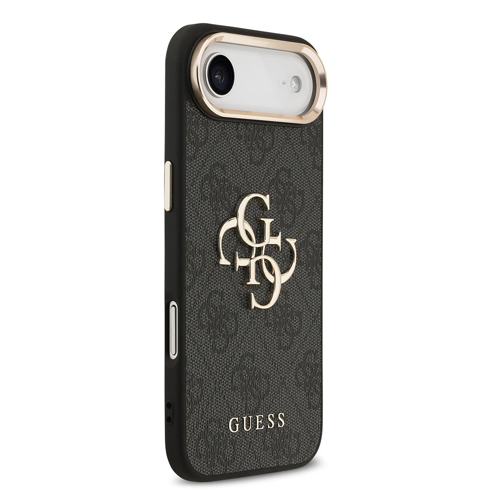 iPhone 17 Air Kılıf Guess Orijinal Lisanslı Gold Metal Kamera Çerçeveli 4G Desenli Metal Büyük 4G ve Yazı Logolu Kılıf