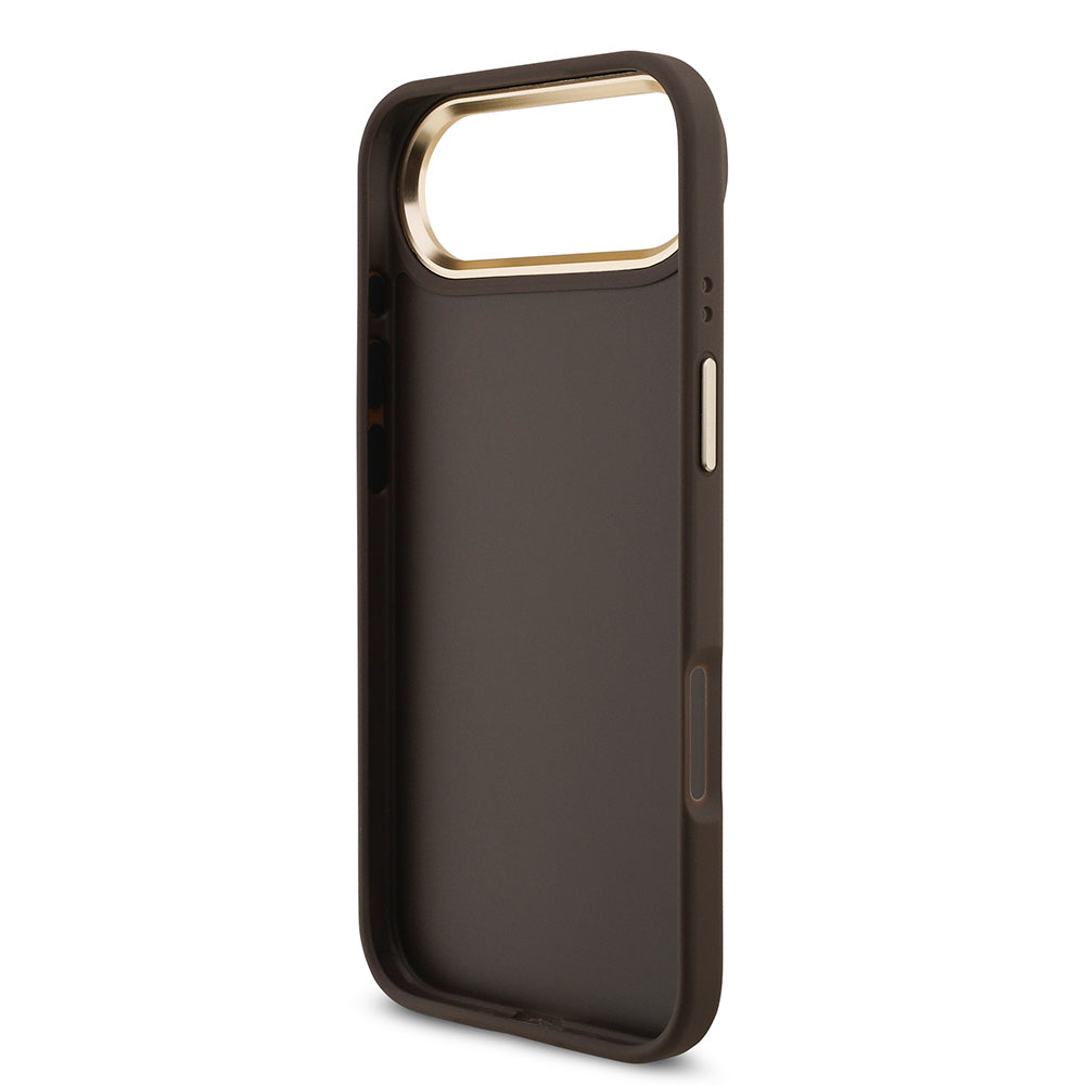iPhone 17 Air Kılıf Guess Orijinal Lisanslı Gold Metal Kamera Çerçeveli 4G Desenli Metal Büyük 4G ve Yazı Logolu Kılıf