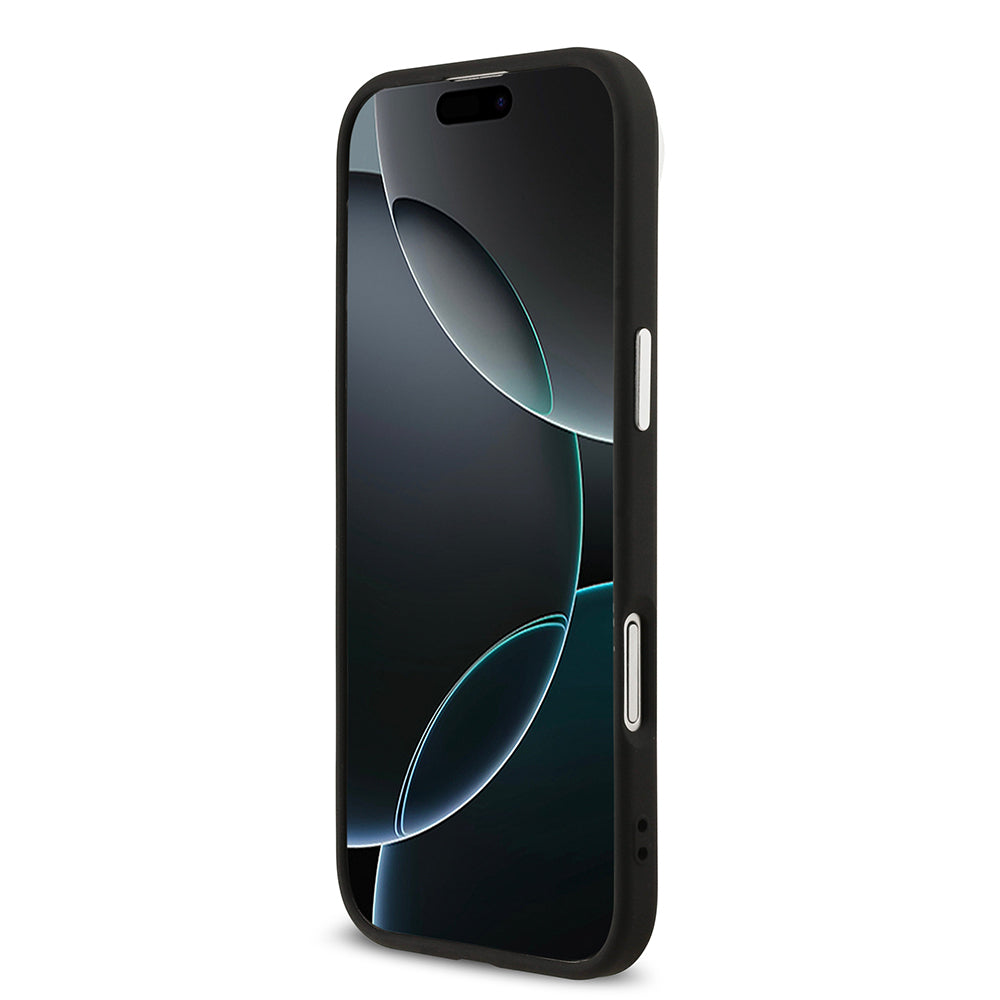 iPhone 17 Air Kılıf Guess Orijinal Lisanslı Gümüş Metal Kamera Çerçeveli 4G Desenli Metal Büyük 4G ve Yazı Logolu Kılıf