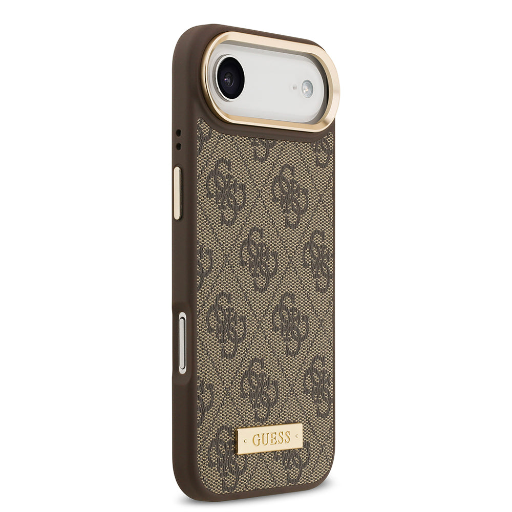 iPhone 17 Air Kılıf Guess Orijinal Lisanslı M-safe Şarj Özellikli 4G Desenli PU Metal Plaka Klasik Logolu Kılıf