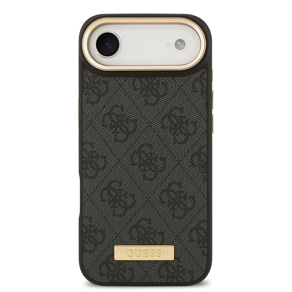 iPhone 17 Air Kılıf Guess Orijinal Lisanslı M-safe Şarj Özellikli 4G Desenli PU Metal Plaka Klasik Logolu Kılıf