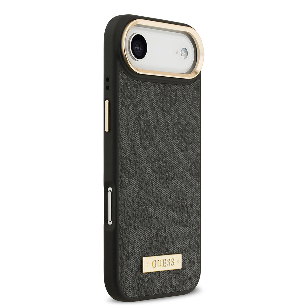 iPhone 17 Air Kılıf Guess Orijinal Lisanslı M-safe Şarj Özellikli 4G Desenli PU Metal Plaka Klasik Logolu Kılıf