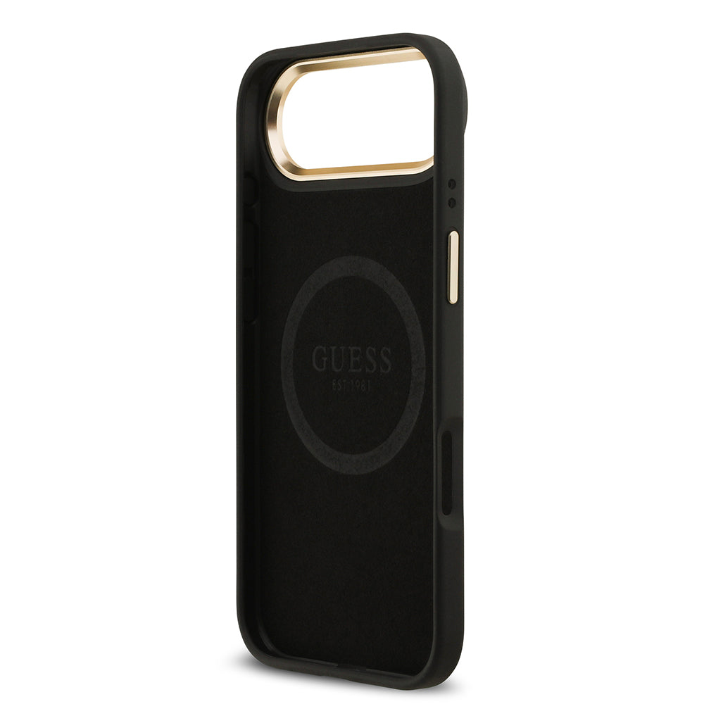iPhone 17 Air Kılıf Guess Orijinal Lisanslı M-safe Şarj Özellikli 4G Desenli PU Metal Plaka Klasik Logolu Kılıf