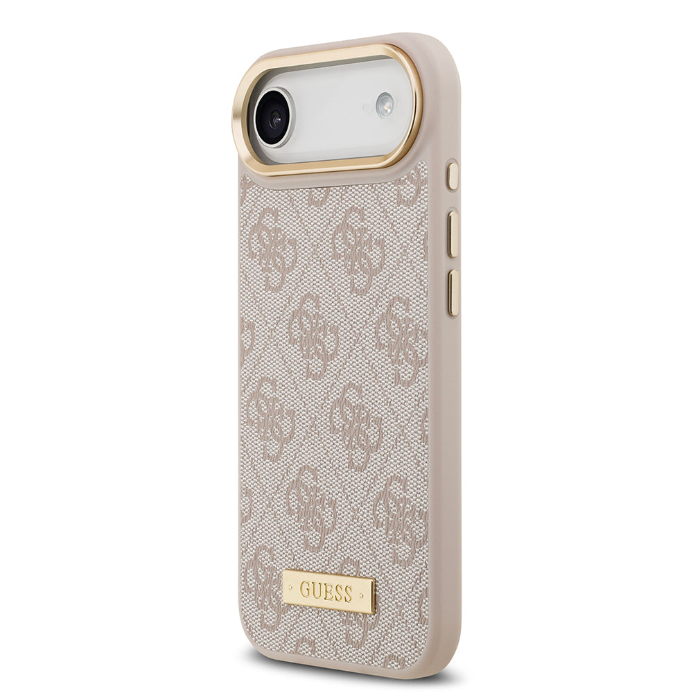 iPhone 17 Air Kılıf Guess Orijinal Lisanslı M-safe Şarj Özellikli 4G Desenli PU Metal Plaka Klasik Logolu Kılıf