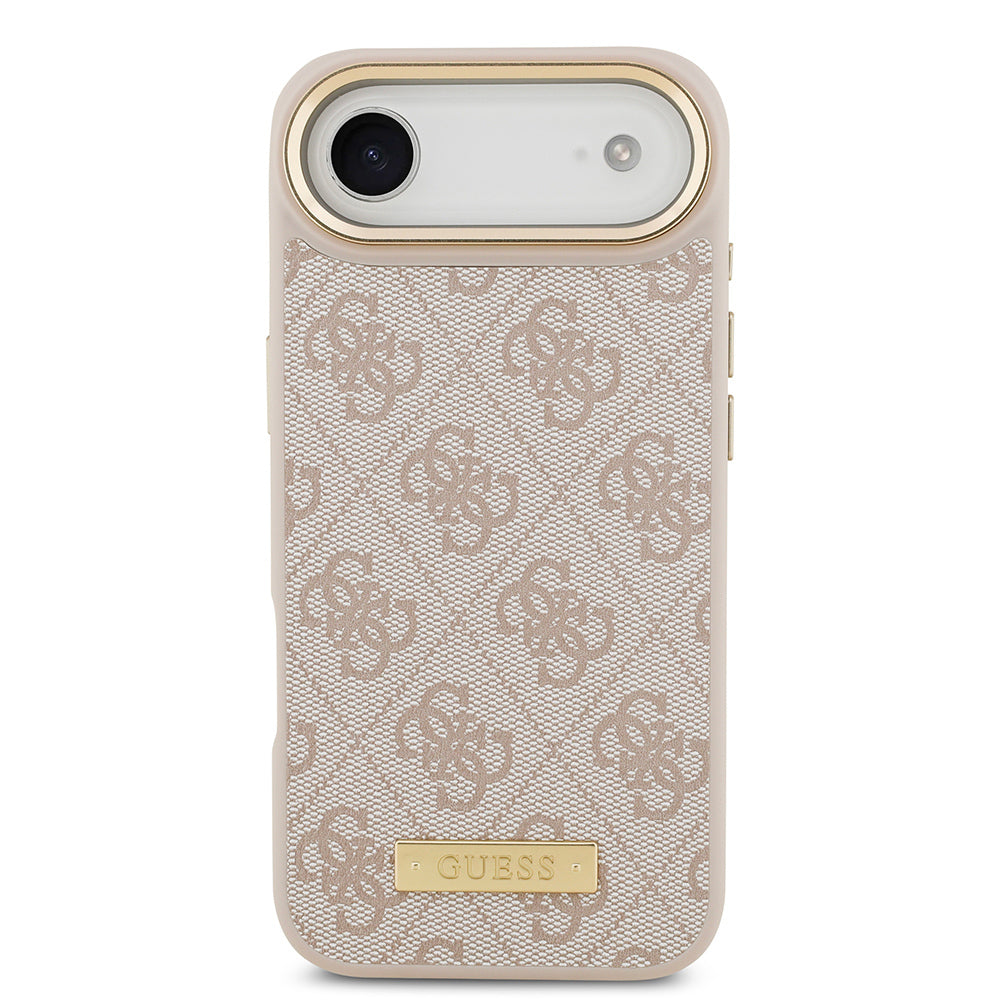 iPhone 17 Air Kılıf Guess Orijinal Lisanslı M-safe Şarj Özellikli 4G Desenli PU Metal Plaka Klasik Logolu Kılıf