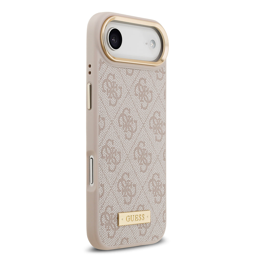 iPhone 17 Air Kılıf Guess Orijinal Lisanslı M-safe Şarj Özellikli 4G Desenli PU Metal Plaka Klasik Logolu Kılıf