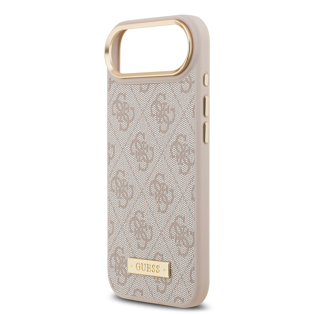 iPhone 17 Air Kılıf Guess Orijinal Lisanslı M-safe Şarj Özellikli 4G Desenli PU Metal Plaka Klasik Logolu Kılıf