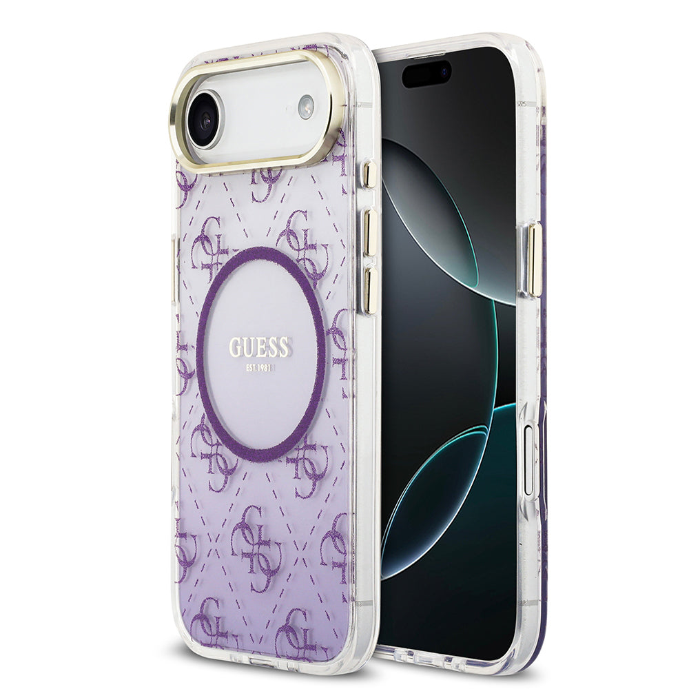 iPhone 17 Air Kılıf Guess Orijinal Lisanslı M-safe Şarj Özellikli 4G Desenli Simli Silikon Kılıf