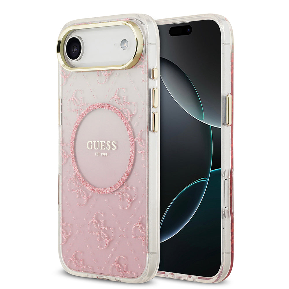iPhone 17 Air Kılıf Guess Orijinal Lisanslı M-safe Şarj Özellikli 4G Desenli Simli Silikon Kılıf