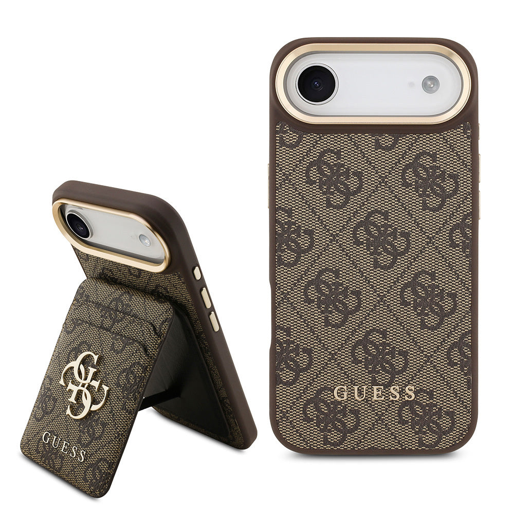 iPhone 17 Air Kılıf Guess Orijinal Lisanslı M-safe Şarj Özellikli 4G Metal Büyük Logolu Kartlıklı Kılıf