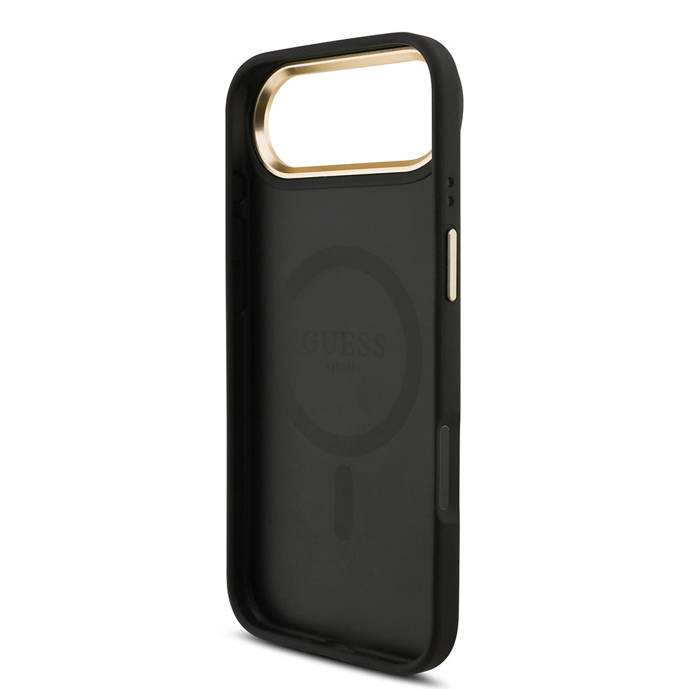 iPhone 17 Air Kılıf Guess Orijinal Lisanslı M-safe Şarj Özellikli 4G Metal Büyük Logolu Kartlıklı Kılıf