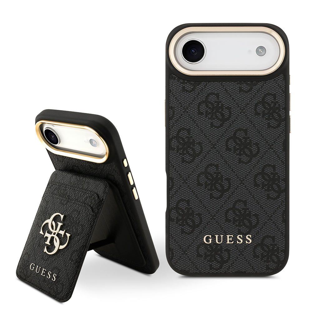 iPhone 17 Air Kılıf Guess Orijinal Lisanslı M-safe Şarj Özellikli 4G Metal Büyük Logolu Kartlıklı Kılıf