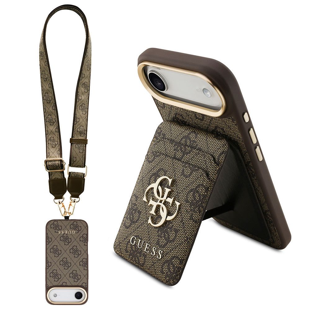 iPhone 17 Air Kılıf Guess Orijinal Lisanslı M-safe Şarj Özellikli Askılı ve 4G Logo Kartlıklı Kılıf