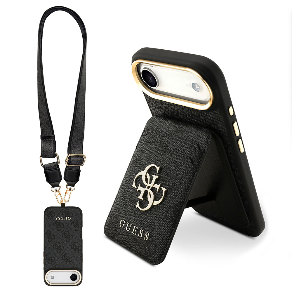 iPhone 17 Air Kılıf Guess Orijinal Lisanslı M-safe Şarj Özellikli Askılı ve 4G Logo Kartlıklı Kılıf