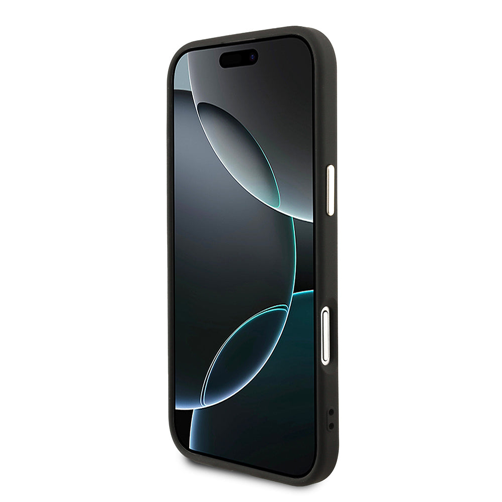 iPhone 17 Air Kılıf Guess Orijinal Lisanslı M-safe Şarj Özellikli Gold Metal Kamera Çerçeveli Taşlı Üçgen Logo 4G Desenli Kılıf