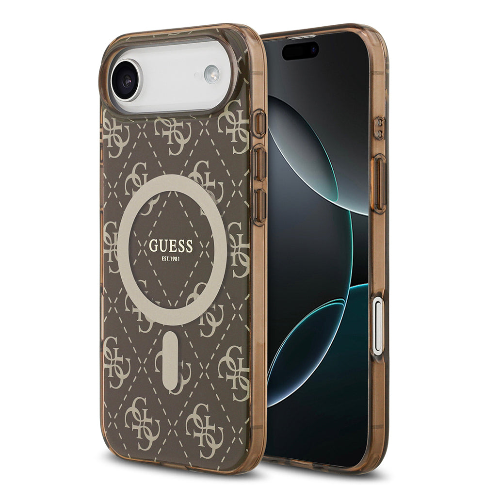 iPhone 17 Air Kılıf Guess Orijinal Lisanslı M-safe Şarj Özellikli IML Baskılı Klasik Logolu 4G Desenli Kılıf