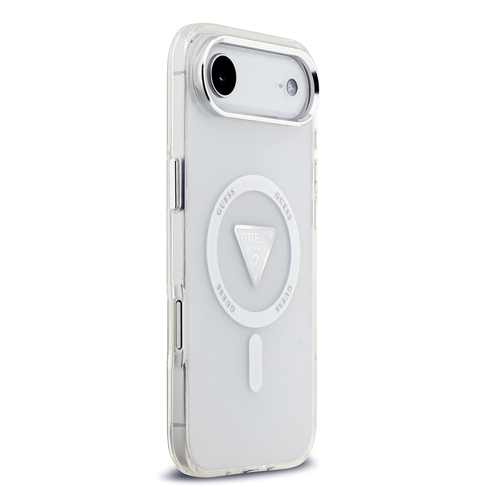 iPhone 17 Air Kılıf Guess Orijinal Lisanslı M-safe Şarj Özellikli IML Baskılı Üçgen Logolu Metal Kamera Çerçeveli Kılıf