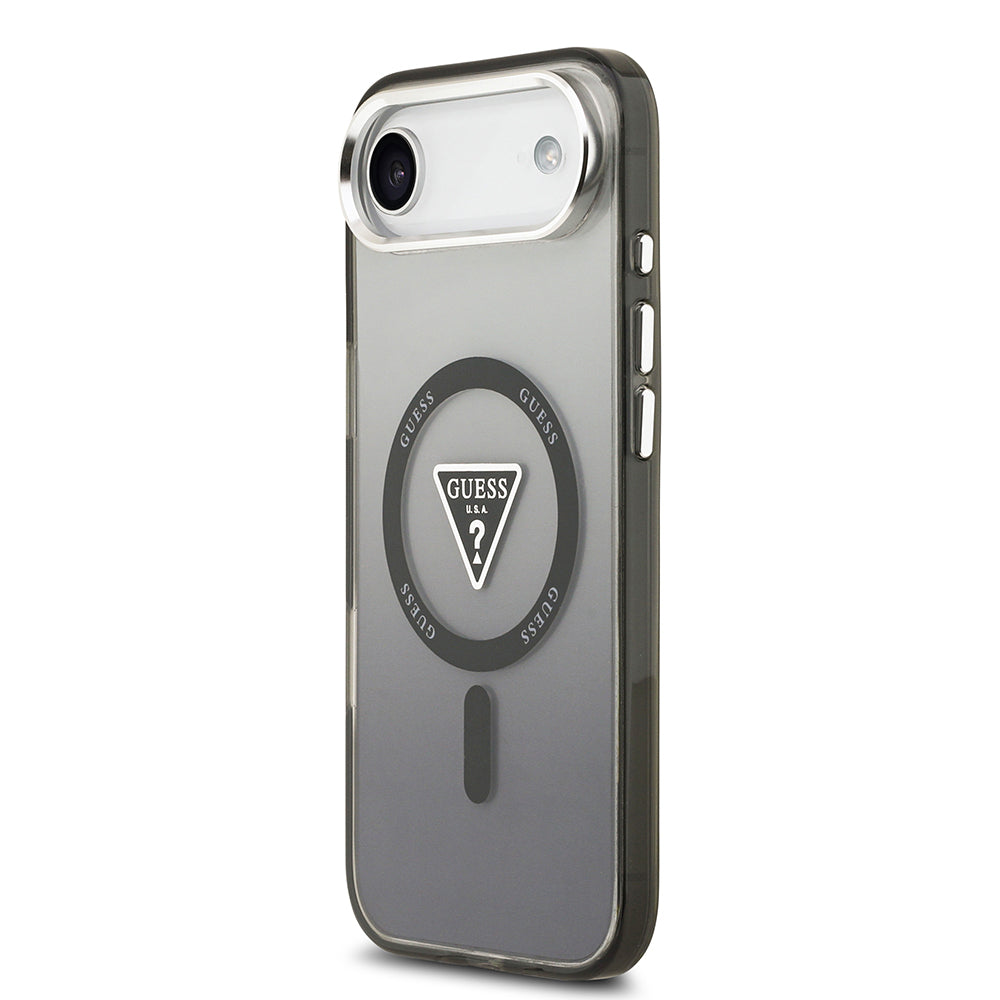 iPhone 17 Air Kılıf Guess Orijinal Lisanslı M-safe Şarj Özellikli IML Baskılı Üçgen Logolu Metal Kamera Çerçeveli Kılıf