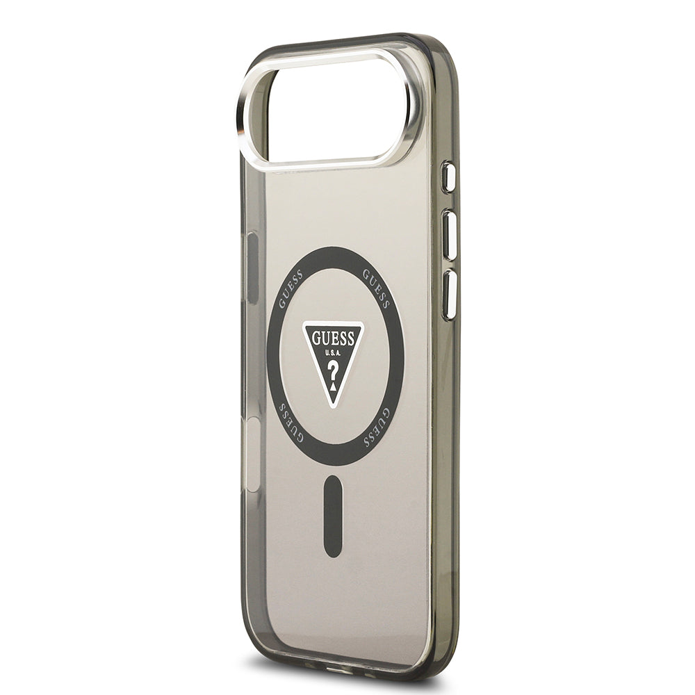 iPhone 17 Air Kılıf Guess Orijinal Lisanslı M-safe Şarj Özellikli IML Baskılı Üçgen Logolu Metal Kamera Çerçeveli Kılıf