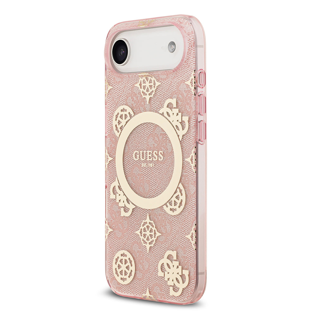 iPhone 17 Air Kılıf Guess Orijinal Lisanslı M-safe Şarj Özellikli IML Peony ve 4G Desenli Klasik Logolu Kılıf