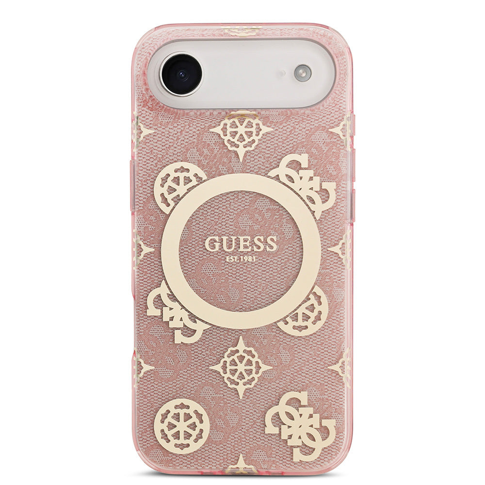 iPhone 17 Air Kılıf Guess Orijinal Lisanslı M-safe Şarj Özellikli IML Peony ve 4G Desenli Klasik Logolu Kılıf