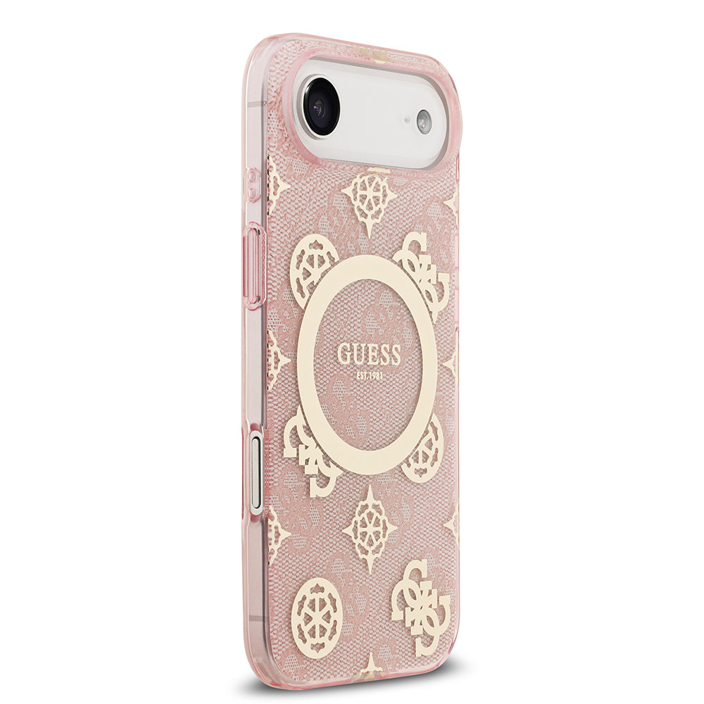 iPhone 17 Air Kılıf Guess Orijinal Lisanslı M-safe Şarj Özellikli IML Peony ve 4G Desenli Klasik Logolu Kılıf