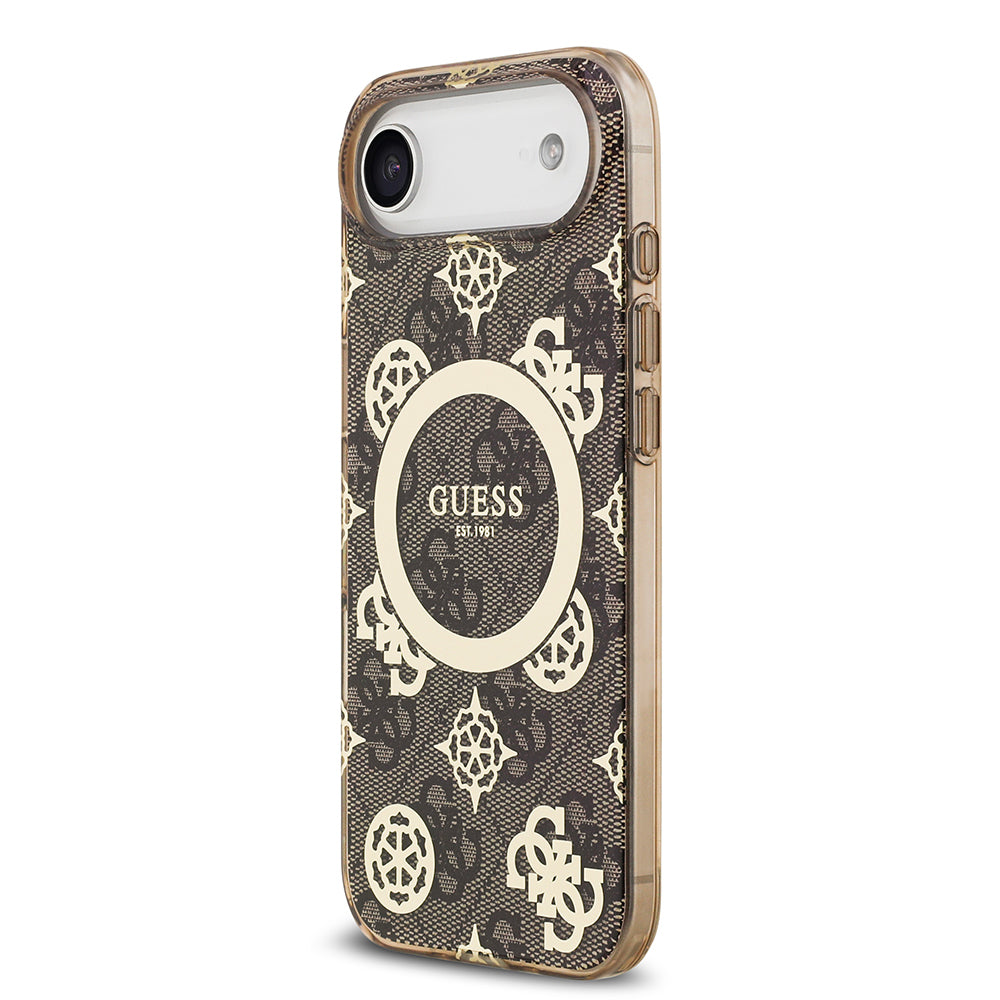 iPhone 17 Air Kılıf Guess Orijinal Lisanslı M-safe Şarj Özellikli IML Peony ve 4G Desenli Klasik Logolu Kılıf