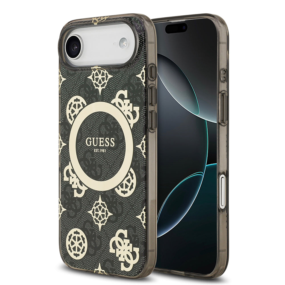 iPhone 17 Air Kılıf Guess Orijinal Lisanslı M-safe Şarj Özellikli IML Peony ve 4G Desenli Klasik Logolu Kılıf