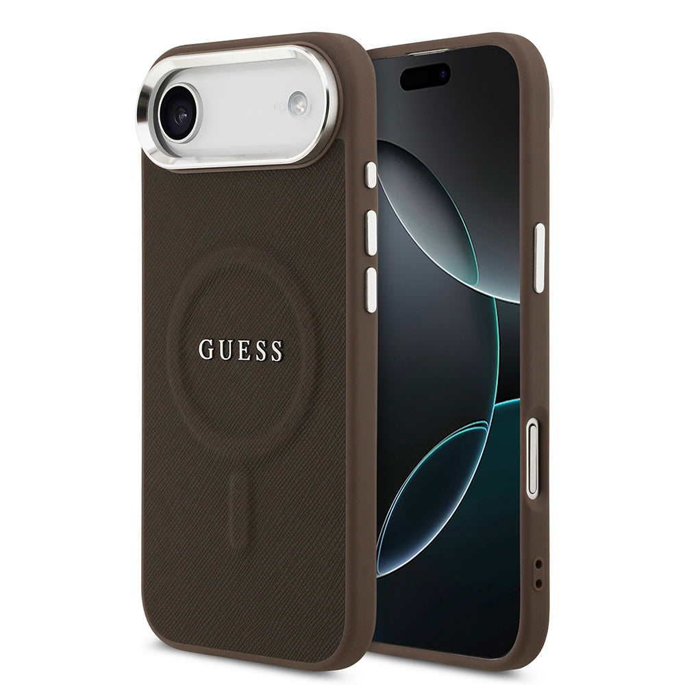iPhone 17 Air Kılıf Guess Orijinal Lisanslı M-safe Şarj Özellikli Klasik Yazı Logolu PU Deri Kılıf