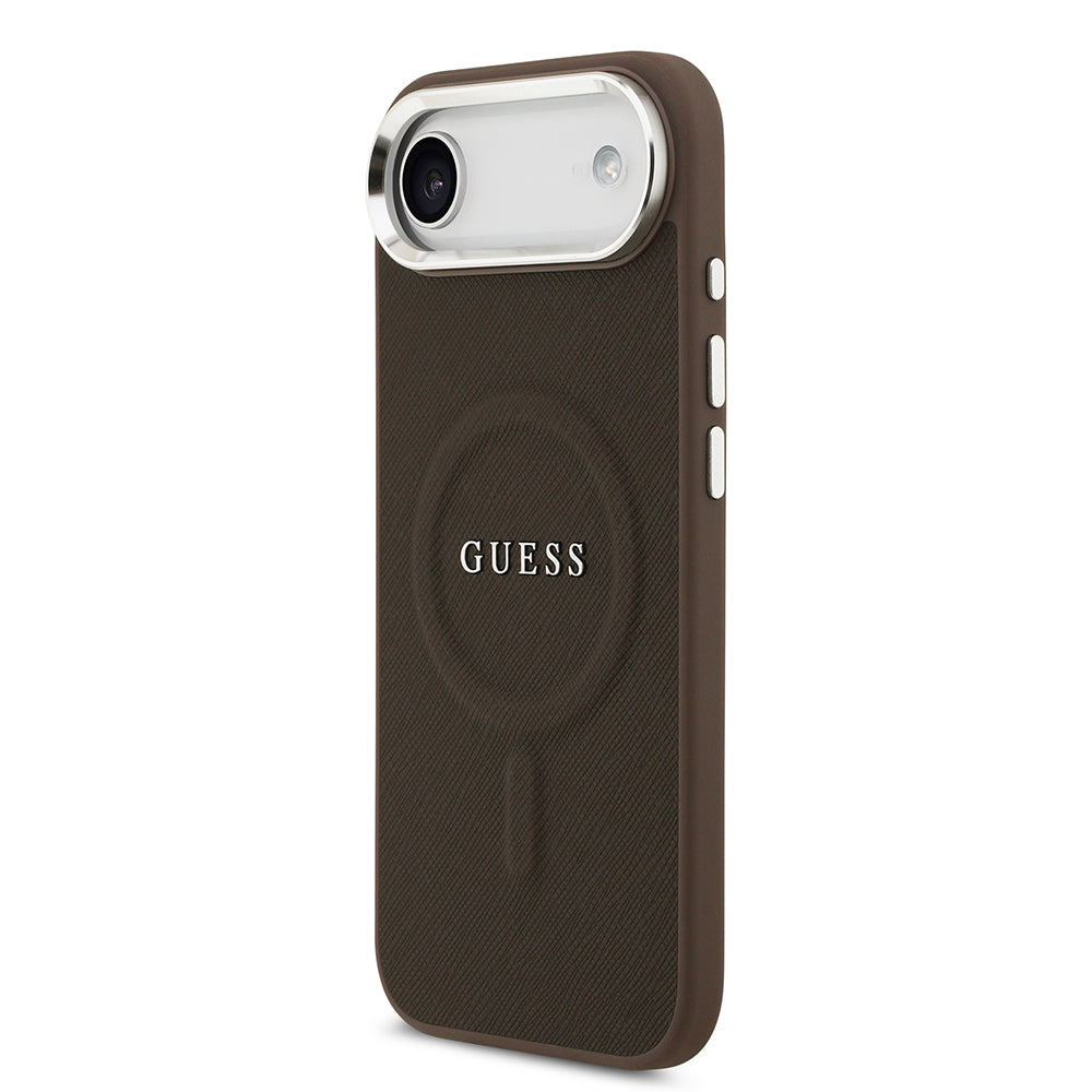 iPhone 17 Air Kılıf Guess Orijinal Lisanslı M-safe Şarj Özellikli Klasik Yazı Logolu PU Deri Kılıf