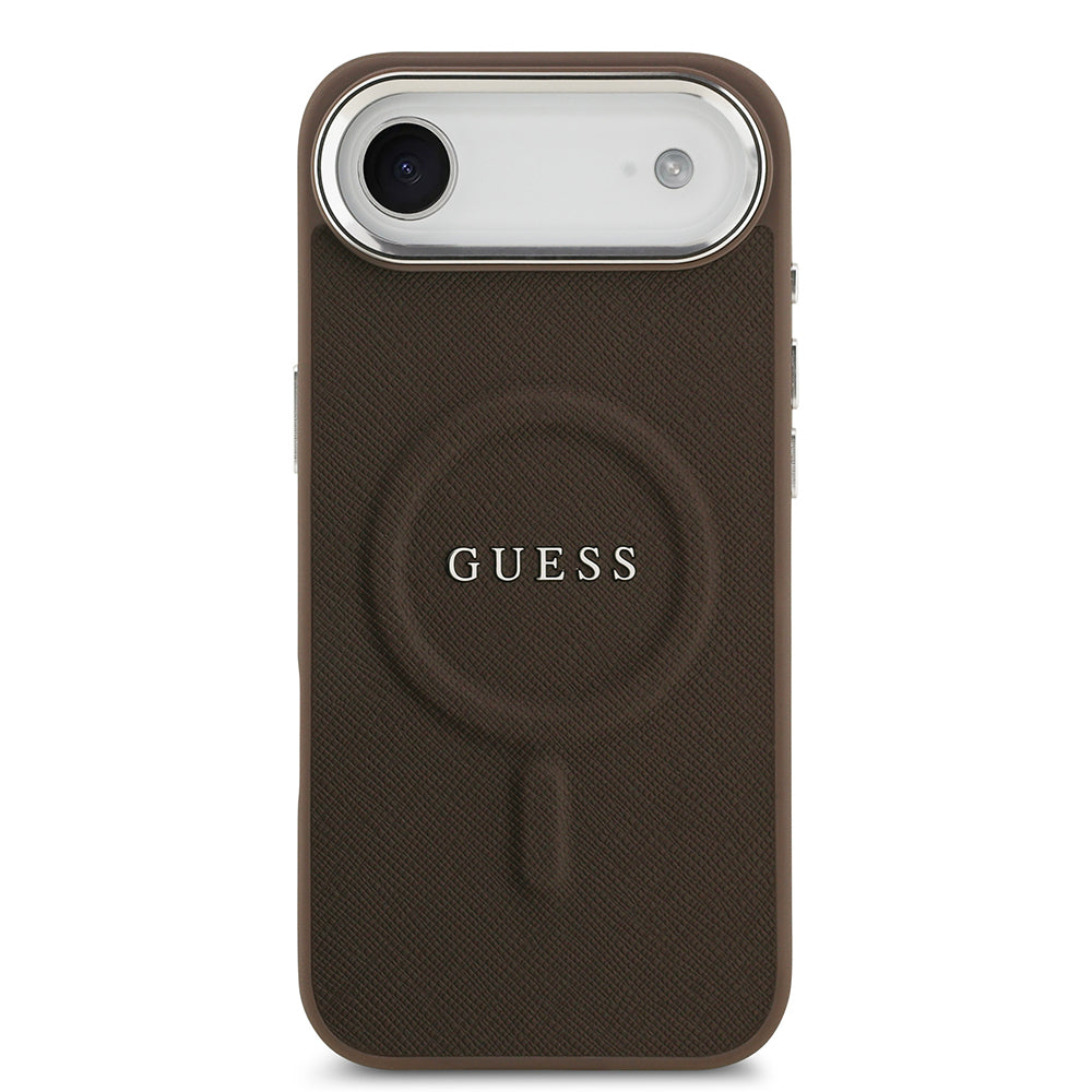 iPhone 17 Air Kılıf Guess Orijinal Lisanslı M-safe Şarj Özellikli Klasik Yazı Logolu PU Deri Kılıf
