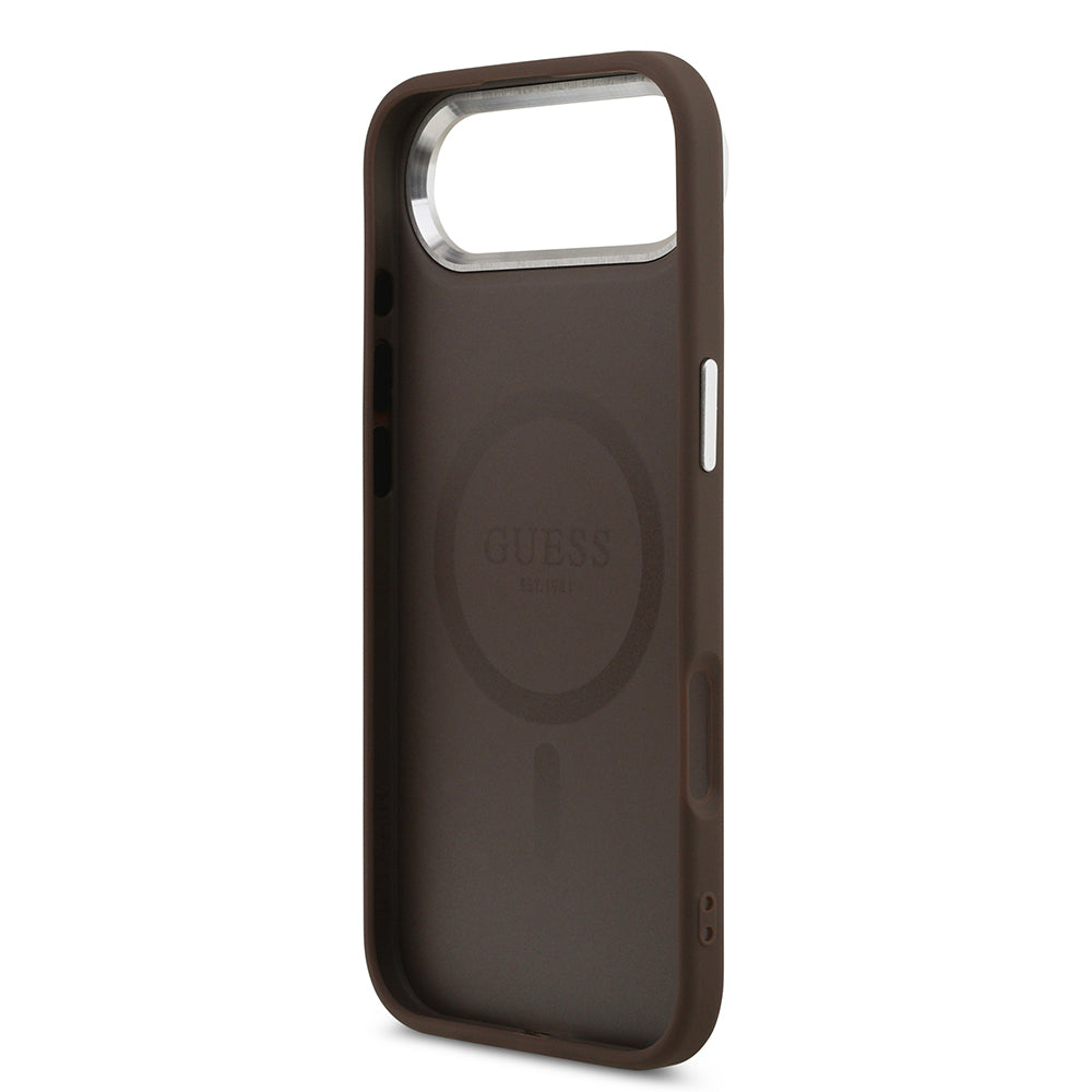 iPhone 17 Air Kılıf Guess Orijinal Lisanslı M-safe Şarj Özellikli Klasik Yazı Logolu PU Deri Kılıf