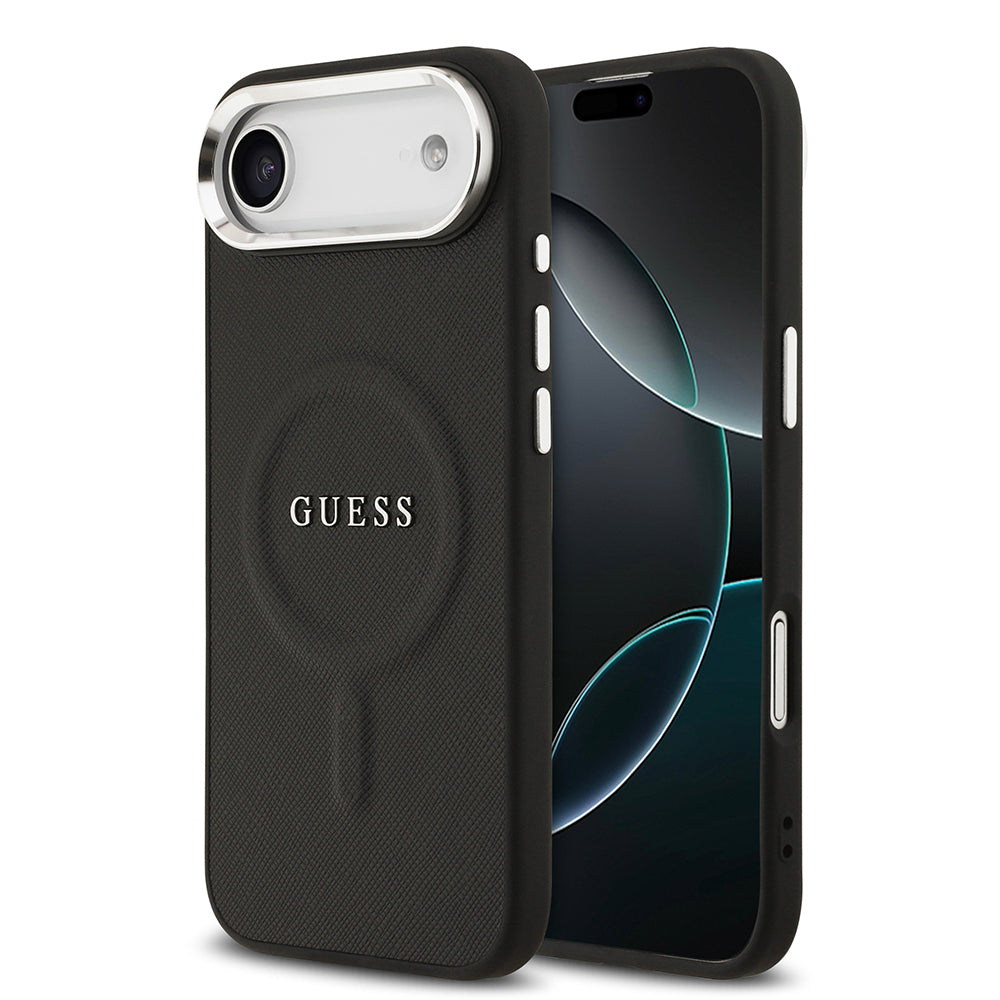 iPhone 17 Air Kılıf Guess Orijinal Lisanslı M-safe Şarj Özellikli Klasik Yazı Logolu PU Deri Kılıf