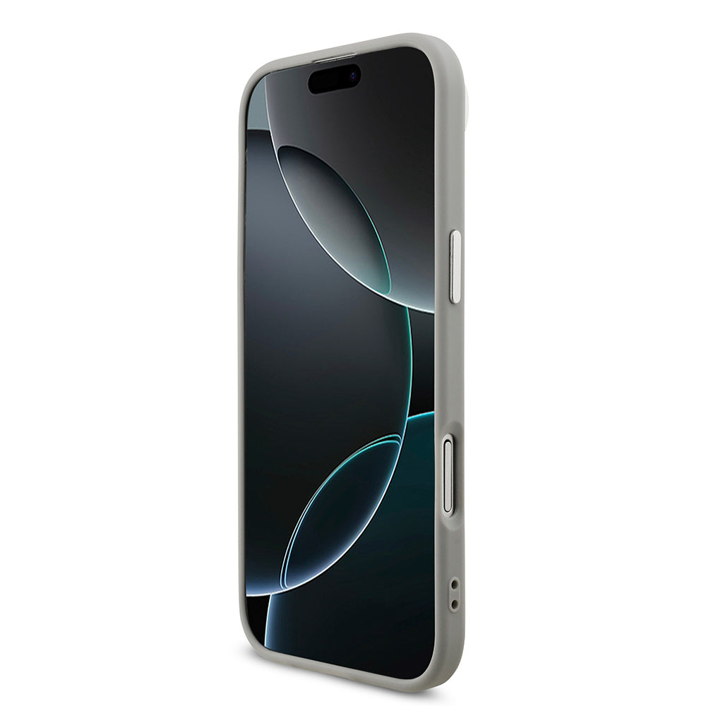 iPhone 17 Air Kılıf Guess Orijinal Lisanslı M-safe Şarj Özellikli Metal Kamera Çerçeveli Üçgen Logolu Glitter Kılıf