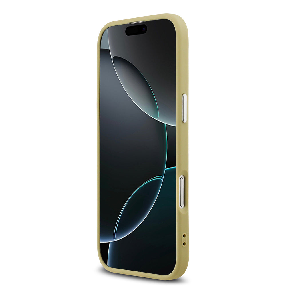 iPhone 17 Air Kılıf Guess Orijinal Lisanslı M-safe Şarj Özellikli Metal Kamera Çerçeveli Üçgen Logolu Glitter Kılıf