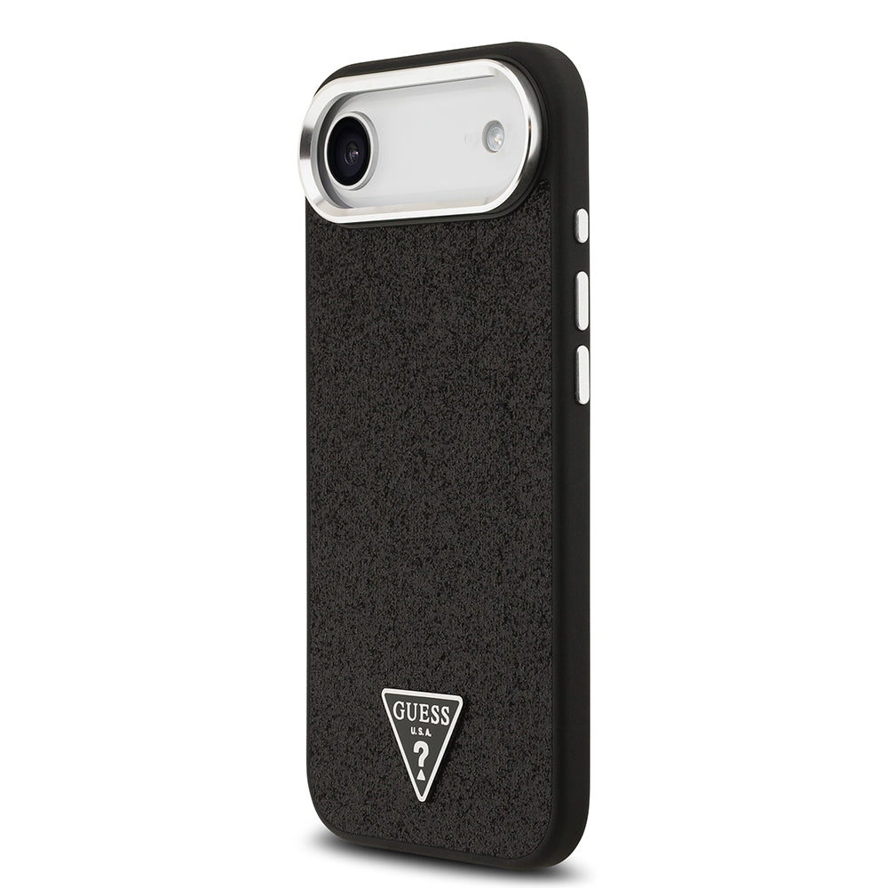 iPhone 17 Air Kılıf Guess Orijinal Lisanslı M-safe Şarj Özellikli Metal Kamera Çerçeveli Üçgen Logolu Glitter Kılıf